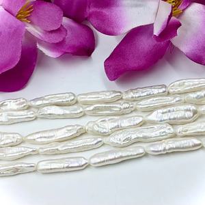 Collier de perles d'eau douce Biwa naturelles de qualité AAA, 35*7 mm, perles longues pour la création de bijoux, prix de gros - Product Image 1