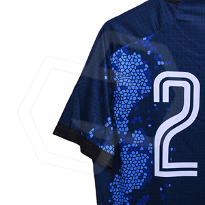 Maillot de football bleu marine pour hommes, manches courtes, respirant, en polyester, imprimé numériquement, uniforme d'équipe de football, vêtements de sport, vente en gros - Product Image 3