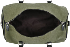 Olive <b>Green</b> Genuine Leather Duffel Bag Lightweight Rugged Gym & Weekender Travel Carry-On Polyester Lining Organized Storage - Product Image 4