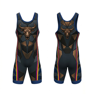 Custom Bull <b>Head</b> Wrestling Singlet Sublimated Wrestling Uniform Compression MMA Grappling Gear for <b>Training</b> Competition Teams - Product Image 1