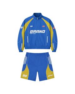 Custom Men <b>Running</b> Outdoor Sportswear <b>Reflective</b> Zip up Polyester Nylon Windbreaker Tracksuit Track <b>Jacket</b> and Shorts Set - Product Image 2