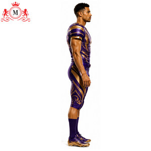 Tenue complète de football américain pour homme adulte en polyester respirant, sublimation or violet, avec détection par aiguille - Product Image 6