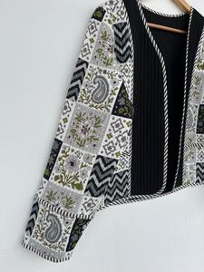Chaqueta Acolchada de Algodón con Estampado de Patchwork Personalizada para Mujer, Chaqueta Ligera con Frente Abierto, Abrigo Floral, Blazer de Moda Otoñal - Product Image 3