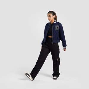 Navy Varsity Jacket With Embroidered G Logo Full Sleeve <b>Zipper</b> Closure Turn-down Collar Autumn Wear - Product Image 4