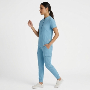 Ensemble de blouses médicales unisexes à manches courtes, col rond, haut uniforme et pantalon cargo pour le travail en milieu hospitalier, clinique et infirmier - Product Image 2