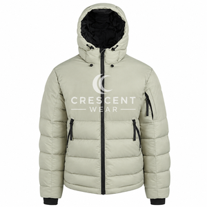Chaqueta Acolchada con Capucha para Hombre Crescent Wear, Cortavientos, Cierre de Cremallera, Abrigo Casual de Invierno, Relleno de Poliéster, Corte Regular - Product Image 1