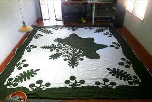 Colcha de Algodón con Apliques de Fruta del Pan, Diseño Botánico Hawaiano Personalizado, para Cama Queen/King, Acolchado a Mano, Ropa de Cama Estilo Retiro Isleño - Product Image 2