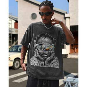 Men Acid Washed <b>Y2K</b> Gothic Vintage Regular Fit Streetwear Eco-Friendly Quick Dry Cotton Short Sleeve T-<b>Shirt</b> Tops - Product Image 4