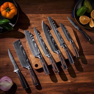 Coffret de couteaux de chef japonais Senken en acier Damas, manche en bois, forgés à la main, 12 pouces, couteau de cuisine droitier avec bloc de rangement - Product Image 5