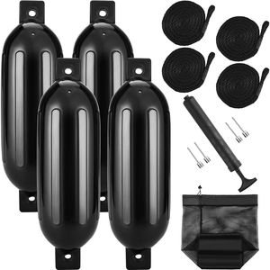 Parafanghi Gonfiabili per Barche 5.5'' x 20'' in PVC Marino con Fori Centrali, Parabordi Nervati in Nylon per Ormeggio - Product Image 1