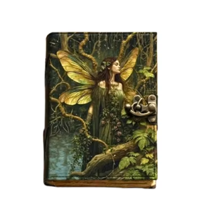 Nuevo Diario de Cuero Hecho a Mano, Libro de las Sombras con Cerradura, Cuaderno Clásico Vintage Wiccano, Grimoire con Papel de Borde Rústico - Product Image 5