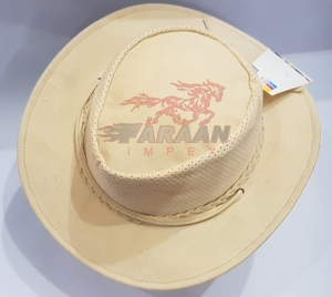 Sombrero de Vaquero de Cuero Beige Transpirable con Corona Perforada y Correa para la Barbilla, Estilo Western para Verano, Equitación y Actividades al Aire Libre - Product Image 3