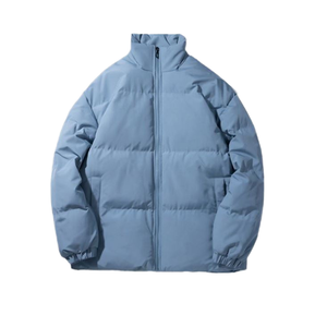 Veste d'hiver décontractée à capuche en duvet bleu de qualité supérieure, coupe régulière, fermeture éclair, couleur unie, coupe-vent - Product Image 2