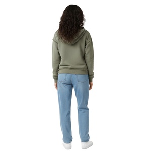 Olive Green <b>Zip</b>-Up <b>Hoodie</b> Abstract Print Oversized Fit Unisex Casual Knitted Sweatshirt Front Logo Design Winter 100% Cotton - Product Image 2
