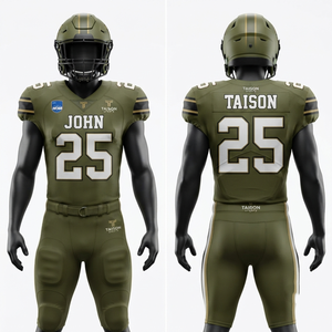 220 GSM Premium Polyester Mesh American Football Uniform Men Short Sleeve Front Printed Grey Burgundy Gold Custom Tackle Twill - Product Image 4
