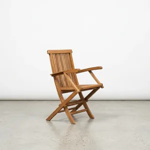 Fauteuil pliant d'extérieur en bois, design minimaliste, en teck, mobilier d'extérieur pliable - Product Image 4