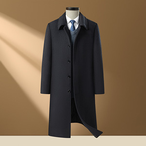 Winter Fashion Plus Size Trench Coat <b>Jacket</b> Warm Cashmere Solid Color Fleece <b>Long</b> Sleeve <b>Men's</b> Coats - Product Image 4
