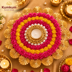 Lotus Diya Rangoli Tealight Candle Holder Set Indian Handmade Christmas Decoration Home Decor Diwali Wedding Festive Favors - Product Image 3