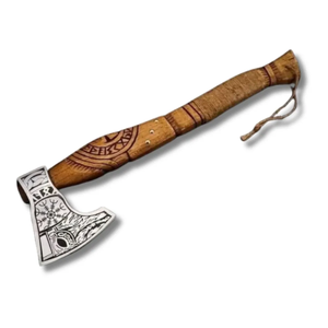 หัวเหล็กกล้าคาร์บอนสูงคุณภาพสูงพร้อมด้ามไม้กุหลาบและแผ่นหนังและปลอกจับ - Product Image 1