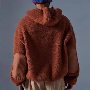 Sweat-shirt sherpa ample personnalisé, sweat à capuche polaire demi-zip, cagoule ninja avec masque, sweat-shirt sherpa pour homme en gros - Product Image 1