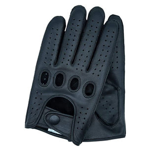Guantes de invierno casuales de cuero beige con pantalla táctil completa, palma de grano suave, puño dividido y forro, ideales para conducir. - Product Image 2