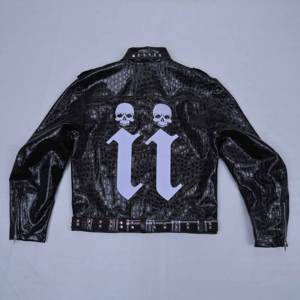 Veste en cuir d'hiver pour homme de qualité supérieure, logo personnalisé, imperméable, respirante, coupe-vent, en cuir de vache, style moto et motard, doublure en polaire - Product Image 3