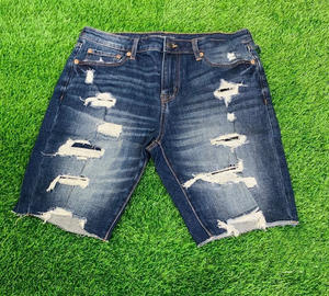 Shorts de mezclilla rasgados y desgastados al por mayor para hombre, shorts de mezclilla con agujeros, pantalones cortos de mezclilla casuales de moda hip hop para hombre - Product Image 2