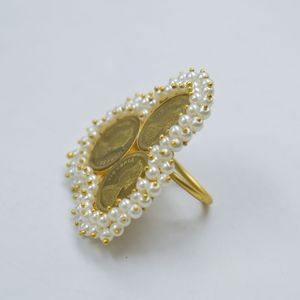 Anillo de latón chapado en oro, hecho a mano, de diseño nuevo, moderno y a la última moda, para mujeres y niñas. - Product Image 2