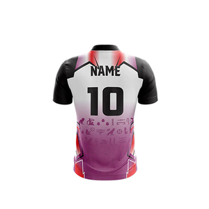 Custom Sublimated Cricket Uniform Set Men's Short Sleeve Polo Shirt With Gradient Design Moisture Wicking Black <b>Pants</b> - Product Image 3