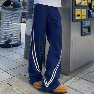 <b>Men's</b> Navy Blue Sweatpants Elastic Waist Side Stripe Casual Knitted Pants Midweight Breathable Spring Style - Product Image 6
