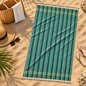Nouvelle serviette de plage élégante à rayures teintes en fil, serviette Kikoy personnalisée unisexe au prix le plus bas en gros en Inde. - Product Image 5