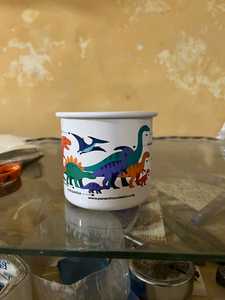 Taza de Esmalte Blanca con Estampado de Dinosaurios, Taza Redonda Infantil, Libre de BPA, para Uso Doméstico - Product Image 1
