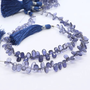 Cuentas de Iolita Natural AAA, Forma de Pera Facetada, 5x7 mm, Color Azul, Hilo de 8 Pulgadas, Calidad Premium - Product Image 1