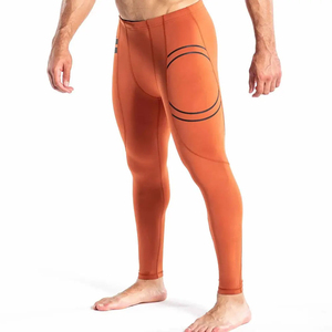 Leggings de Compresión Largos para Hombre, Color Naranja Sólido, Cintura Elástica, Spandex y Nailon, Ropa Deportiva, Mejor Precio, Gran Venta, Bajo MOQ - Product Image 3