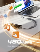 LISEN 2025 Nouveau câble USB C enroulé rétractable pour Carplay Tangle-Free 3A Type C Chargeur de voiture Cordon d'alimentation pour chargeur de voiture