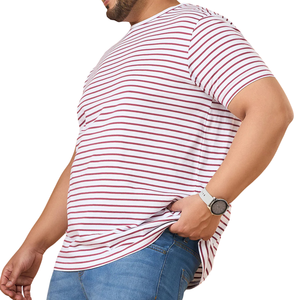 เสื้อยืดลายทางสำหรับผู้ชายเสื้อยืดผ้าฝ้ายแขนครึ่งคอลูกเรือลายทางคลาสสิกสำหรับผู้ชาย - Product Image 4