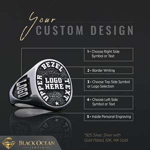 Anillo Escolar BOJ 015 Personalizado de Plata con Diamantes, Anillo de Graduación Universitario Unisex, Regalo para Fiestas y Ocasiones Especiales, Precio Bajo - Product Image 3