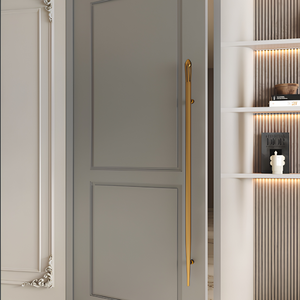 Manija Larga para Puerta Principal de Acero Inoxidable SS 304 con Diseño de Mace, Acabado PVD Dorado, PVD Oro Rosa, PVD Negro, Extremo Cónico, Herrajes para Entrada - Product Image 1
