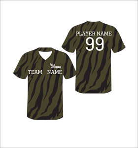 Maillot de baseball personnalisé à rayures tigrées olive, uniforme d'équipe boutonné, nom et numéro personnalisés, chemise de sport par sublimation - Product Image 1