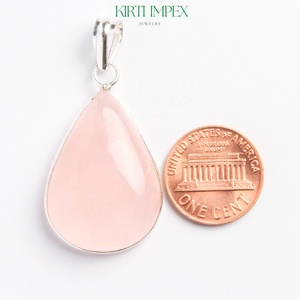 จี้คริสตัลอัญมณี925แข็งแบบดั้งเดิมของผู้หญิงทำจากหินควอตซ์แท้สีโรสเตอร์ลิง - Product Image 5