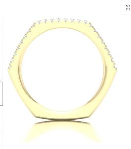 Bague de cocktail unisexe classique AMBER JEWELS T-1024 en or massif 14 carats avec diamant de laboratoire taille marquise serti à griffes, certifié IGI, géométrique - Product Image 2