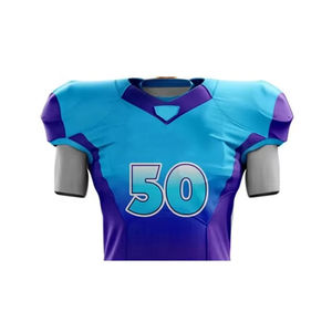 Conjunto de Uniforme de Fútbol Americano para Hombre, Sublimado, Manga Corta, Absorbente de Humedad, Ajustado, Degradado Azul Morado 50 - Product Image 5