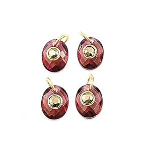 <b>Garnet</b> Quartz 10x8 MM Gold Plated Double Gemstone Oval Charms Pendant - DIY Handmade Charms Wholesale - Product Image 1