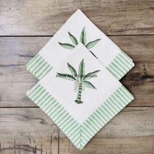 Classic Handmade Cotton Place Mat with Palm Tree Print Geometric Border Machine Washable for Home Use - Product Image 4