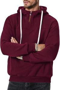 Sudadera con capucha y cremallera de un cuarto para hombre, cálida, de forro polar, de manga larga, tipo jersey - Product Image 2