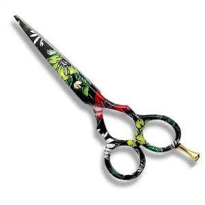Ciseaux professionnels pour cheveux clairsemés, en acier inoxydable, pointe affûtée, manche long, pour droitiers, usage en salon, motif floral, Ryzer - Product Image 3