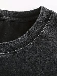 Camiseta Clásica Personalizable OEM Unisex de Tallas Grandes, Estilo Urbano, con Diseño de Serigrafía Lavada y Pedrería, Camiseta Sólida para Hombre - Product Image 5