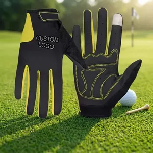 Gants de golf en cuir bleu véritable, antidérapants, à doigts complets, confortables, jaunes, pour golfeurs, toutes saisons - Product Image 5