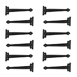 Black T-Strap Gate Hinge Rustproof Wrought Iron <b>Barn</b> <b>Door</b> <b>Hardware</b> Antique Heart Tip Cast Iron Strap Hinges For Wood Fence Shed - Product Image 4