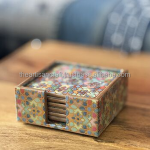 Ensemble de sous-verres en bois et émail fabriqués à la main sous-verres élégants et durables avec un design artistique parfait par ARTISAN CRAFT - Product Image 1